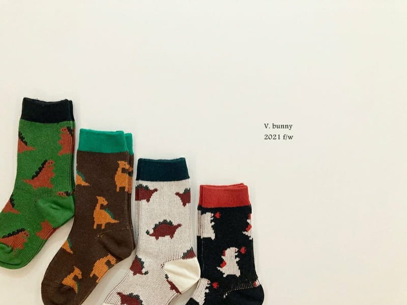 V BUNNY - Korean Children Fashion - #Kfashion4kids - Dino Socks [set of 4]