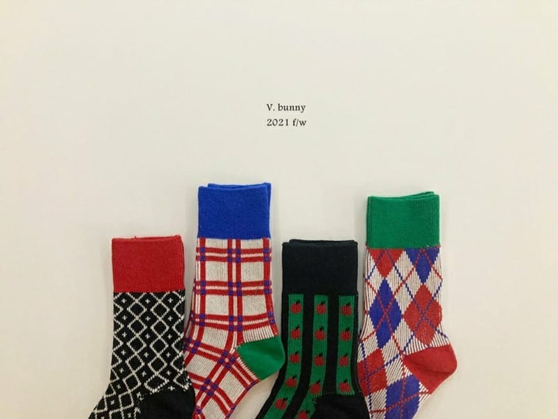 V BUNNY - Korean Children Fashion - #Kfashion4kids - Chess Socks [set of 4] - 2