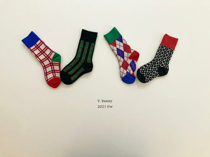 V BUNNY - Korean Children Fashion - #Kfashion4kids - Chess Socks [set of 4] - 7