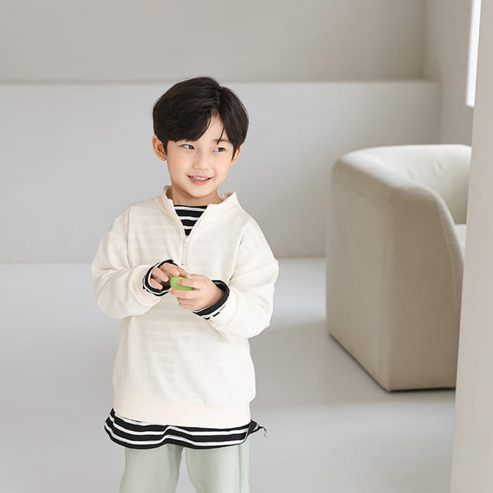 WHITESKETCHBOOK - Korean Children Fashion - #Kfashion4kids - Half Zip-up Sweatshirt