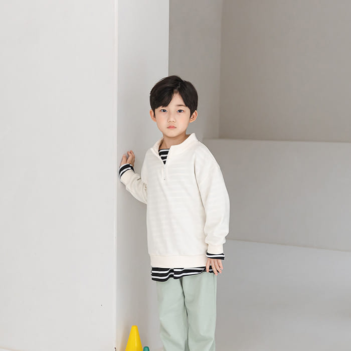 WHITESKETCHBOOK - Korean Children Fashion - #Kfashion4kids - Half Zip-up Sweatshirt - 3