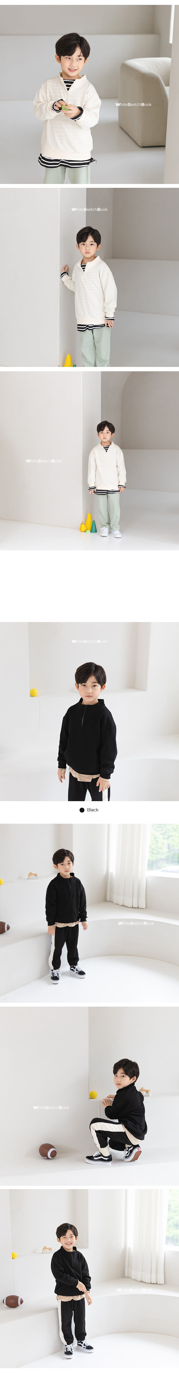 WHITESKETCHBOOK - Korean Children Fashion - #Kfashion4kids - Half Zip-up Sweatshirt - 9
