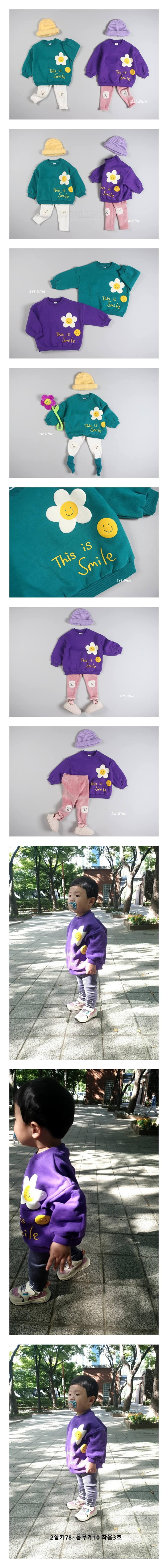1ST BLUE - Korean Children Fashion - #Kfashion4kids - Flower Smile Tee
