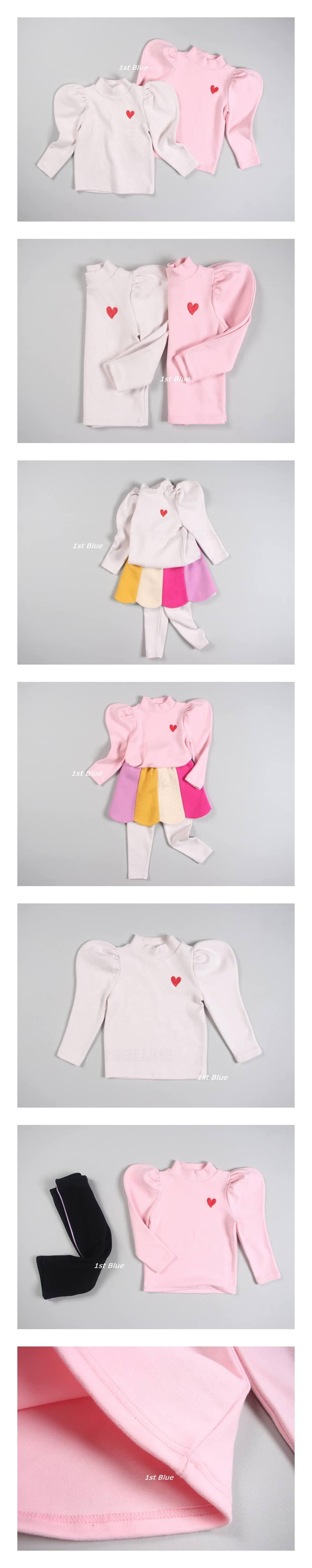 1ST BLUE - Korean Children Fashion - #Kfashion4kids - Hear Puff Tee