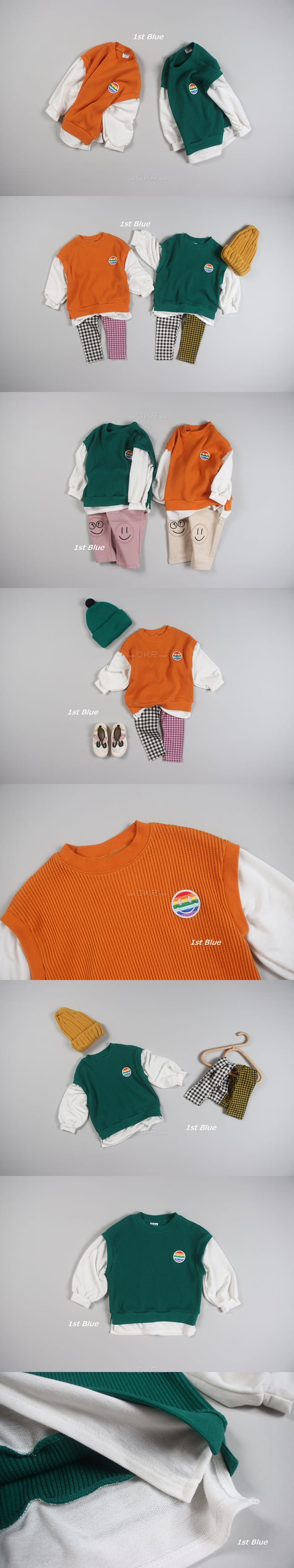 1ST BLUE - Korean Children Fashion - #Kfashion4kids - Waffle Vest Tee