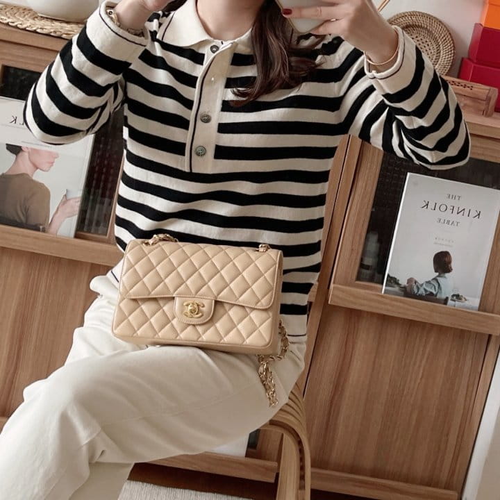 AFTER GLOW - Korean Children Fashion - #Kfashion4kids - Stripes Collar Knit