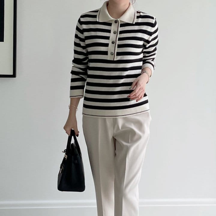 AFTER GLOW - Korean Children Fashion - #Kfashion4kids - Stripes Collar Knit - 3