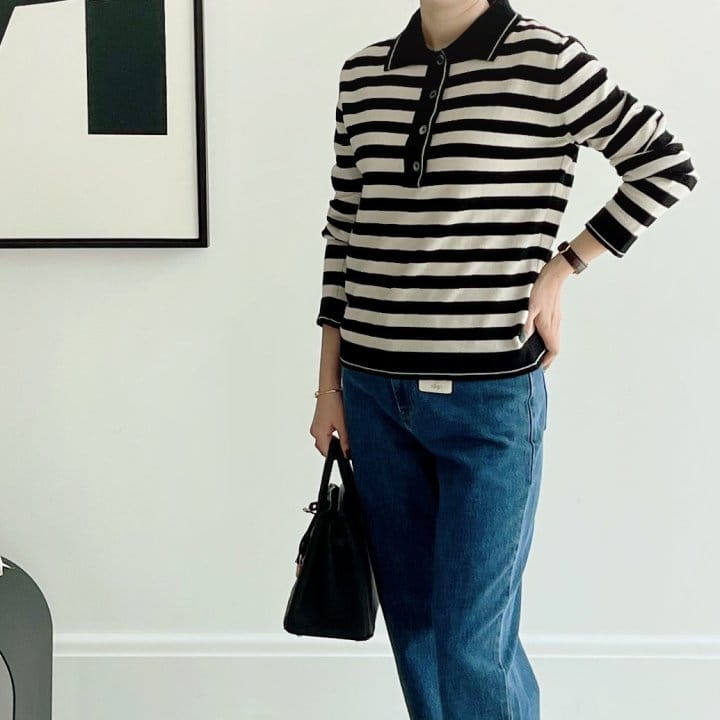 AFTER GLOW - Korean Children Fashion - #Kfashion4kids - Stripes Collar Knit - 6