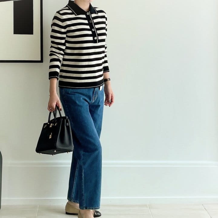 AFTER GLOW - Korean Children Fashion - #Kfashion4kids - Stripes Collar Knit - 7