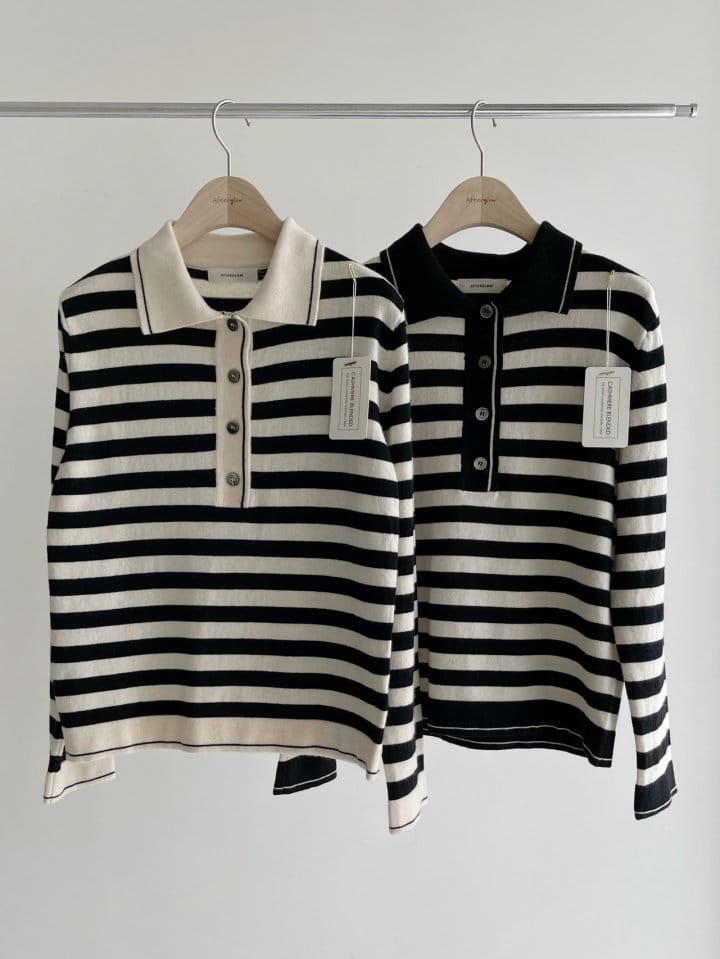 AFTER GLOW - Korean Children Fashion - #Kfashion4kids - Stripes Collar Knit - 8