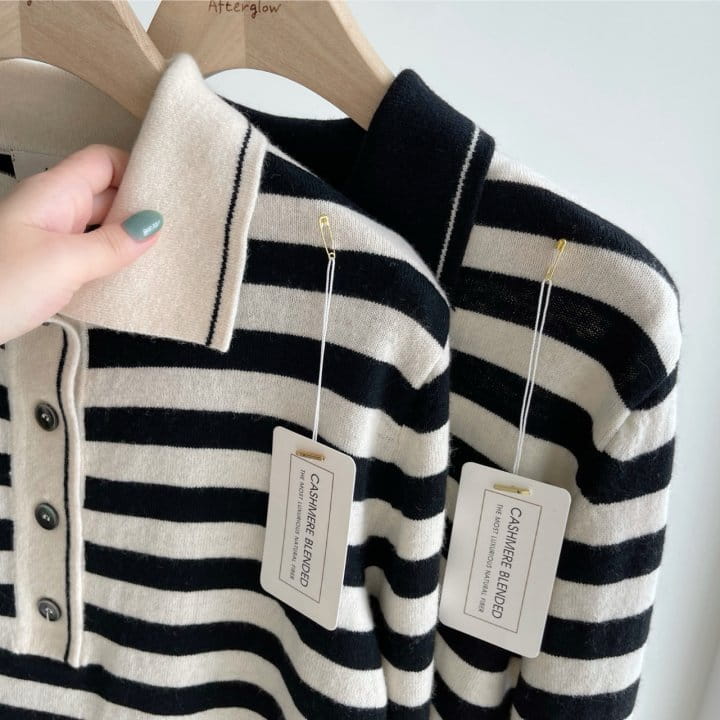 AFTER GLOW - Korean Children Fashion - #Kfashion4kids - Stripes Collar Knit - 9