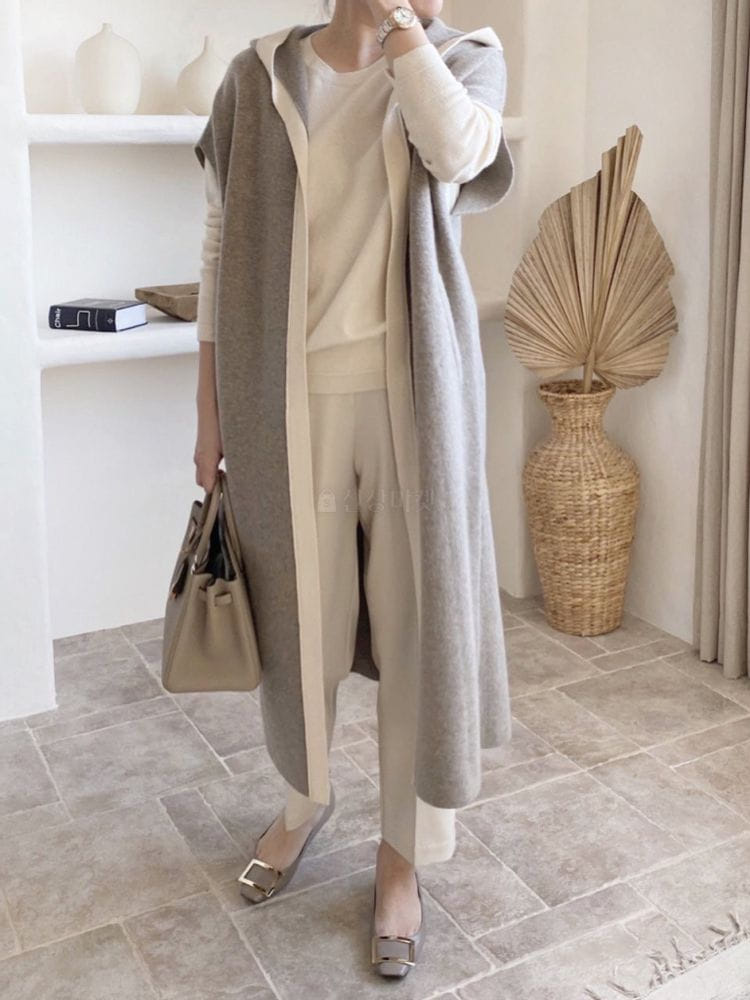 AFTER GLOW - Korean Children Fashion - #Kfashion4kids - Hoody Long Knit Vest - 4
