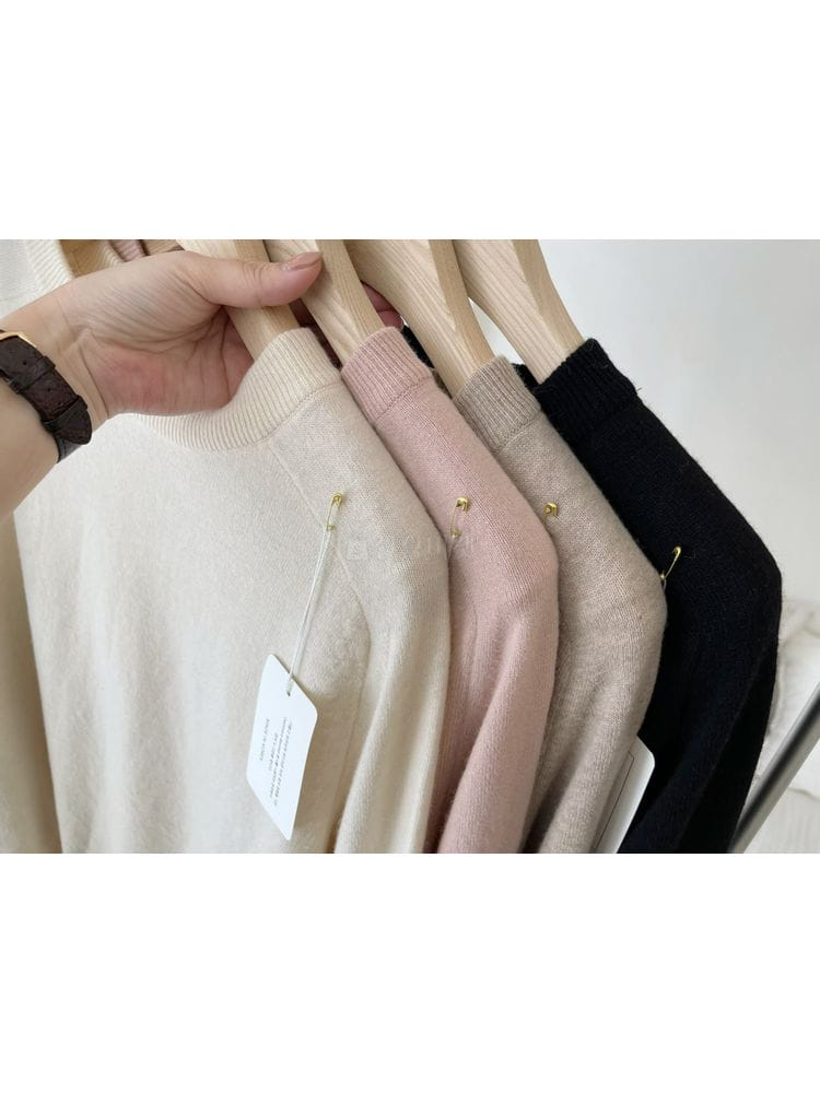 AFTER GLOW - Korean Children Fashion - #Kfashion4kids - Cashmere Saddle Round Knit