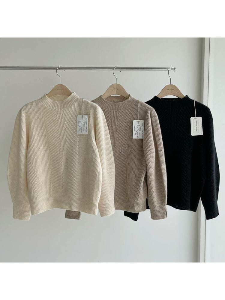 AFTER GLOW - Korean Children Fashion - #Kfashion4kids - Holgament Mock Neck Knit - 4