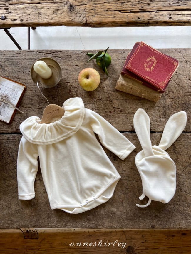 ANNE SHIRLEY - Korean Children Fashion - #Kfashion4kids - Creamy Velvet Rabbit Bodysuit with Bonnet
