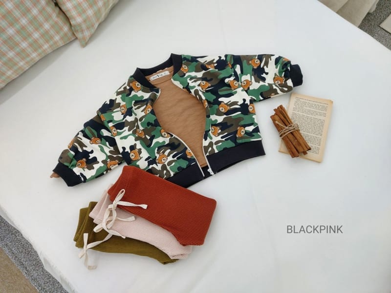 BLACK PINK - Korean Children Fashion - #Kfashion4kids - Camo Bear Zip-up