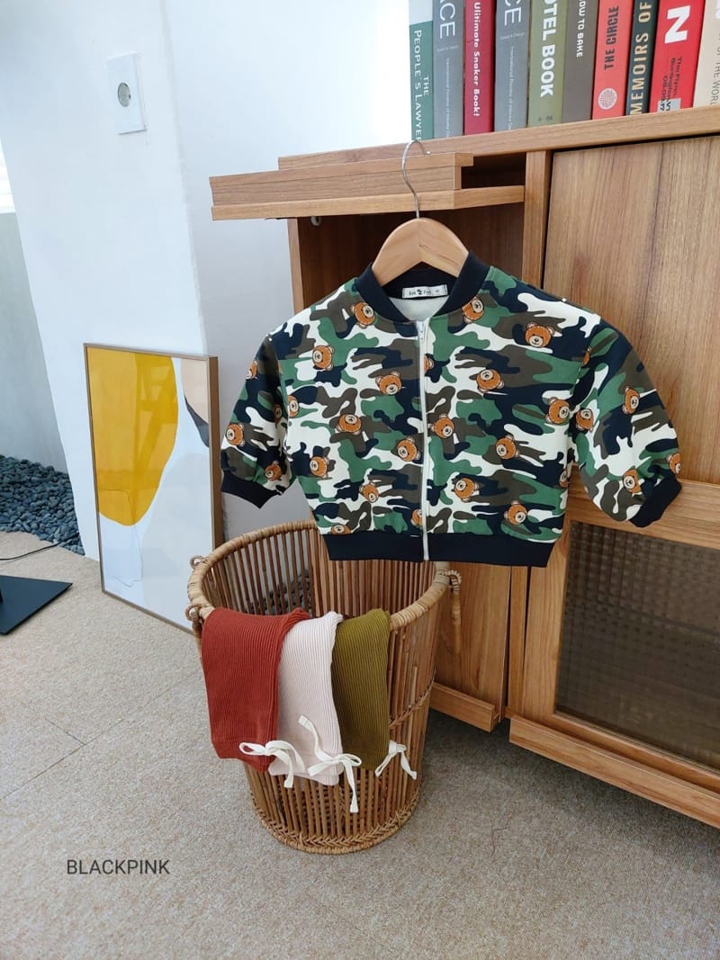 BLACK PINK - Korean Children Fashion - #Kfashion4kids - Camo Bear Zip-up - 2