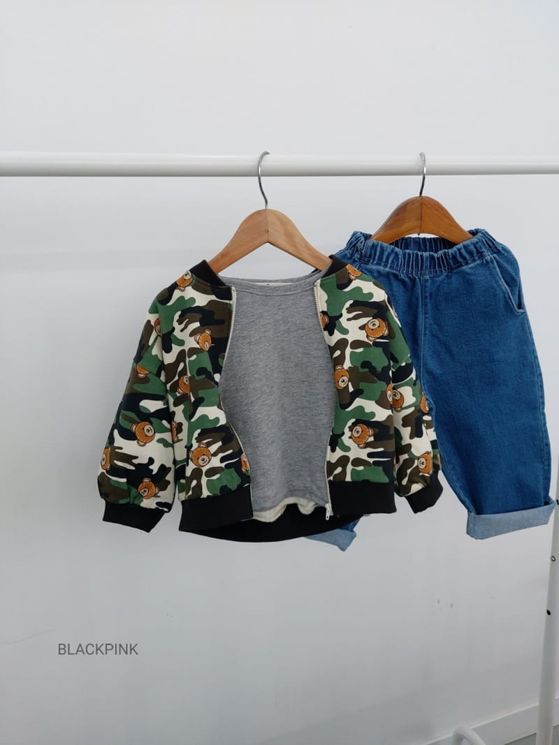 BLACK PINK - Korean Children Fashion - #Kfashion4kids - Camo Bear Zip-up - 4