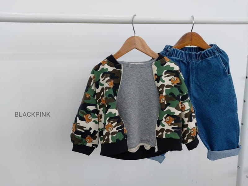 BLACK PINK - Korean Children Fashion - #Kfashion4kids - Camo Bear Zip-up - 5