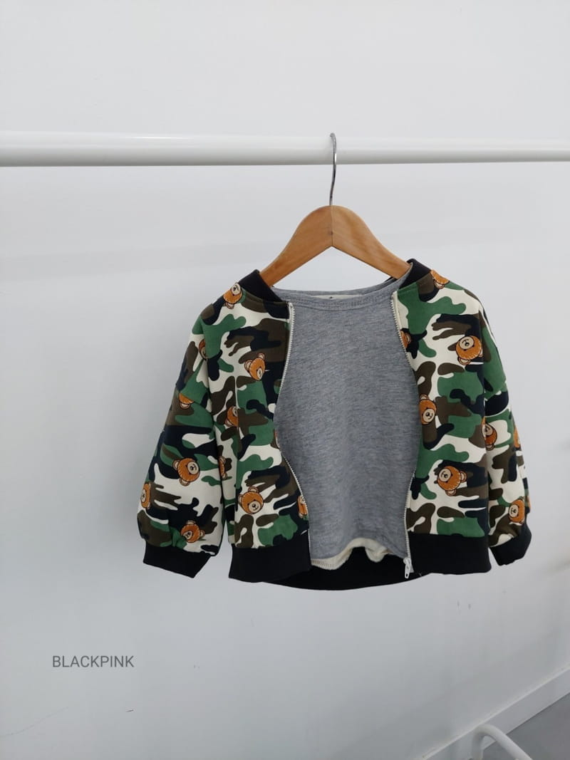 BLACK PINK - Korean Children Fashion - #Kfashion4kids - Camo Bear Zip-up - 6