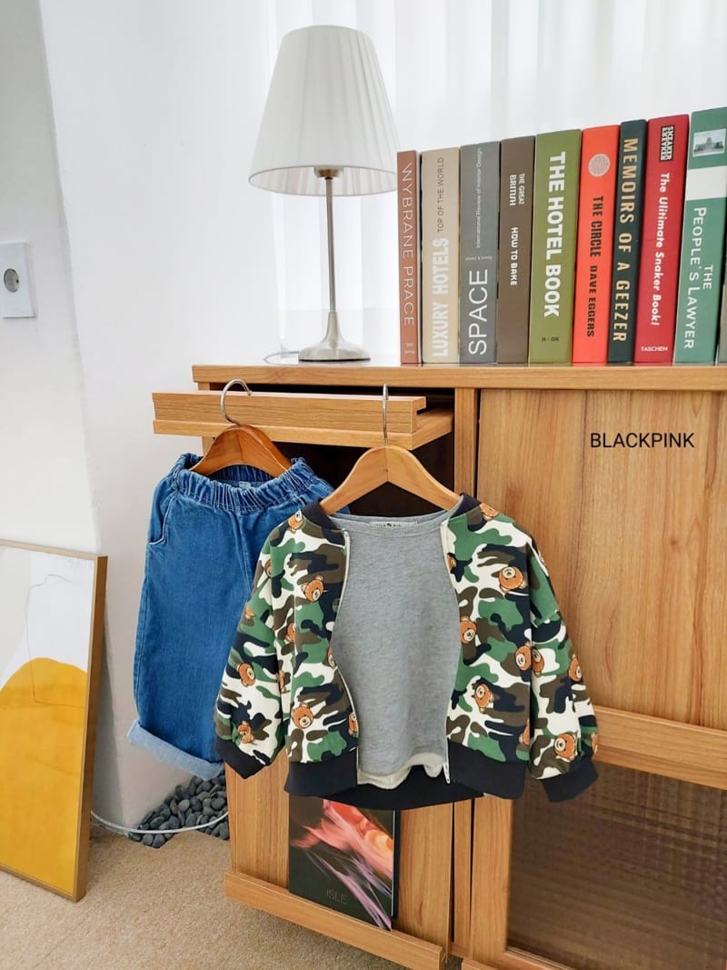 BLACK PINK - Korean Children Fashion - #Kfashion4kids - Camo Bear Zip-up - 7