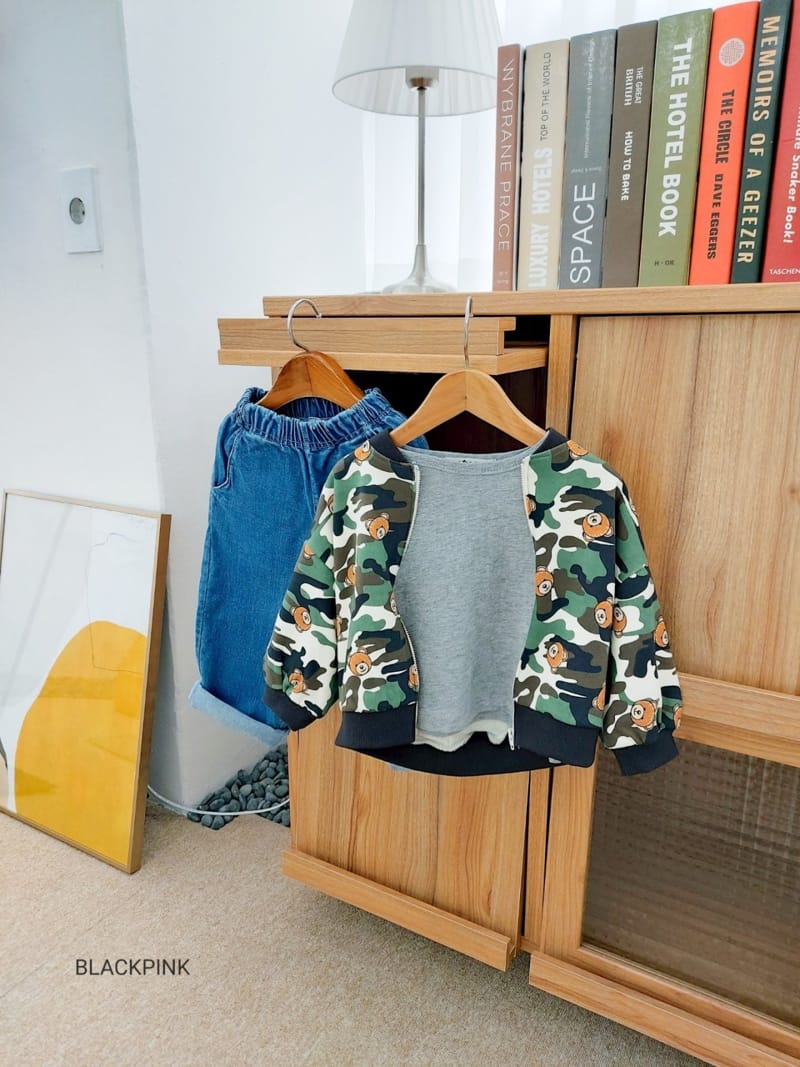 BLACK PINK - Korean Children Fashion - #Kfashion4kids - Camo Bear Zip-up - 8