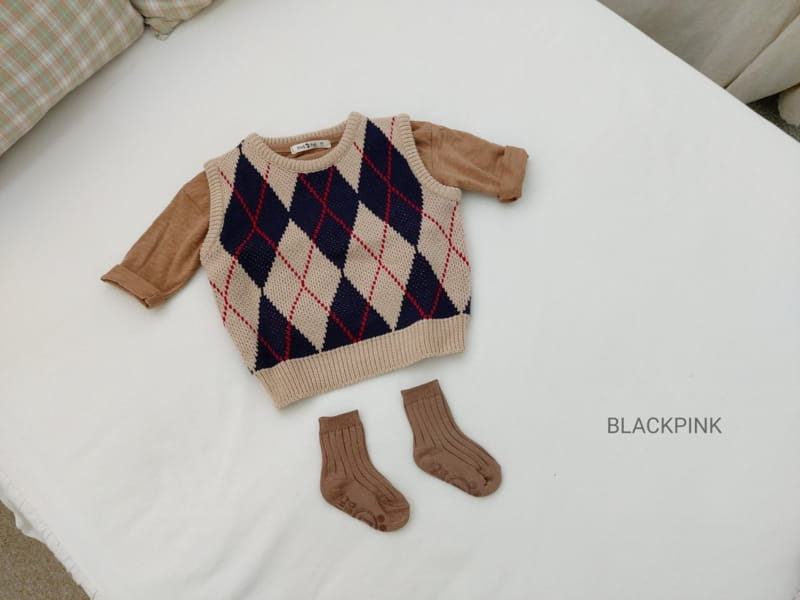 BLACK PINK - Korean Children Fashion - #Kfashion4kids - Argyle Check Vest - 3