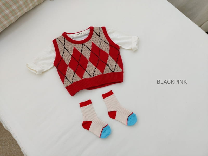 BLACK PINK - Korean Children Fashion - #Kfashion4kids - Argyle Check Vest - 5