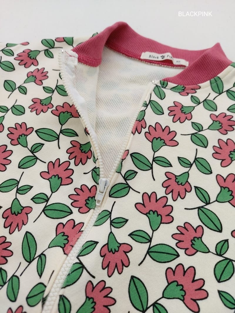 BLACK PINK - Korean Children Fashion - #Kfashion4kids - Marlang Flower Zip-up - 10