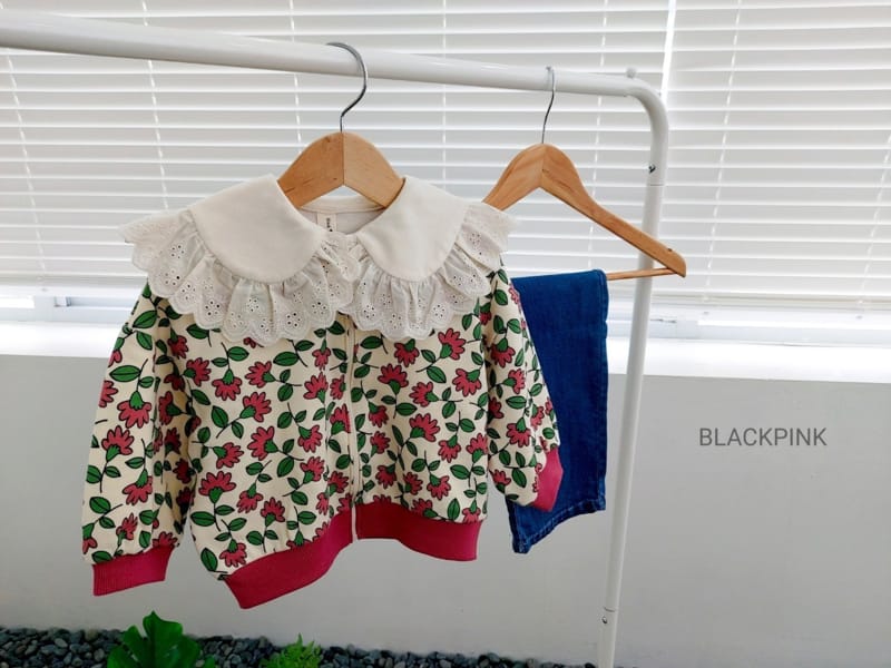 BLACK PINK - Korean Children Fashion - #Kfashion4kids - Marlang Flower Zip-up - 2