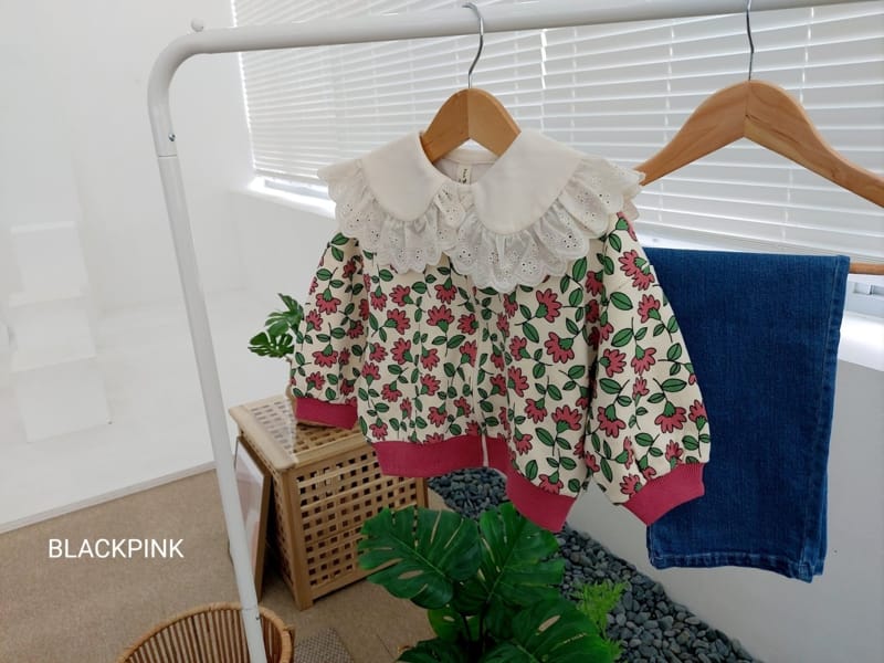 BLACK PINK - Korean Children Fashion - #Kfashion4kids - Marlang Flower Zip-up - 3