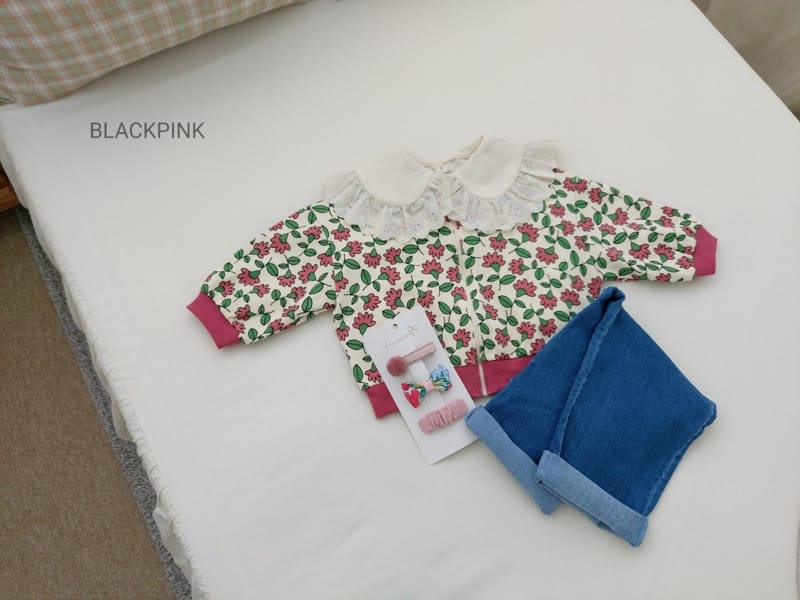 BLACK PINK - Korean Children Fashion - #Kfashion4kids - Marlang Flower Zip-up - 7
