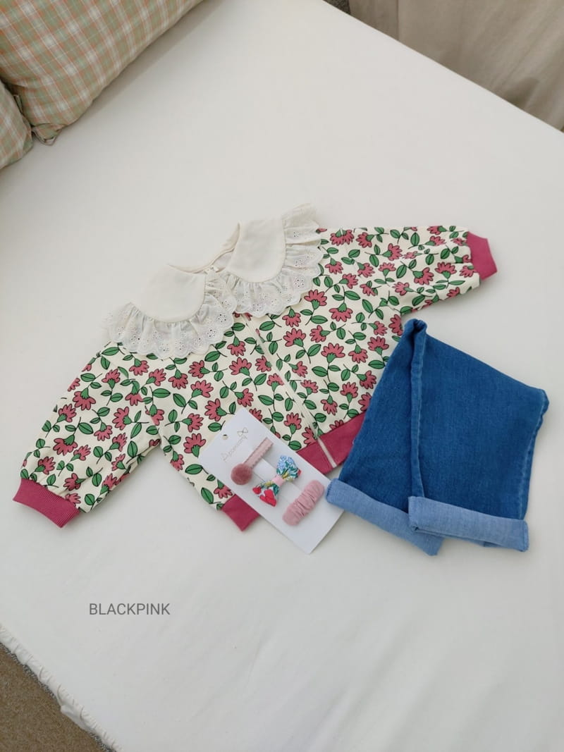 BLACK PINK - Korean Children Fashion - #Kfashion4kids - Marlang Flower Zip-up - 8