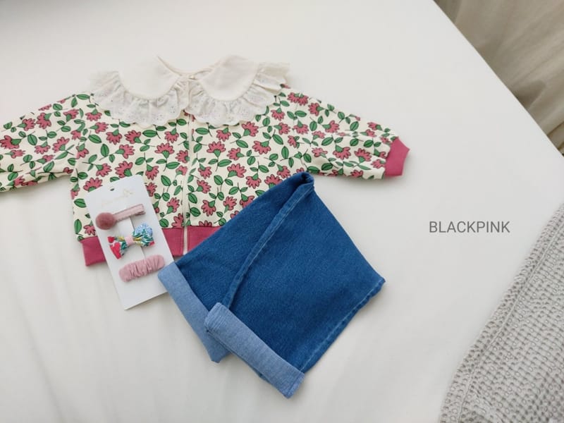 BLACK PINK - Korean Children Fashion - #Kfashion4kids - Marlang Flower Zip-up - 9