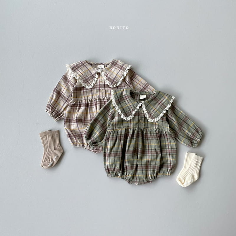 BONITO - Korean Children Fashion - #Kfashion4kids - Check Lace Bodysuit - 2