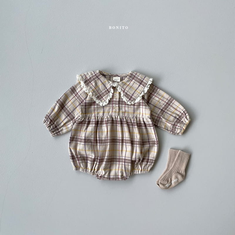 BONITO - Korean Children Fashion - #Kfashion4kids - Check Lace Bodysuit - 5