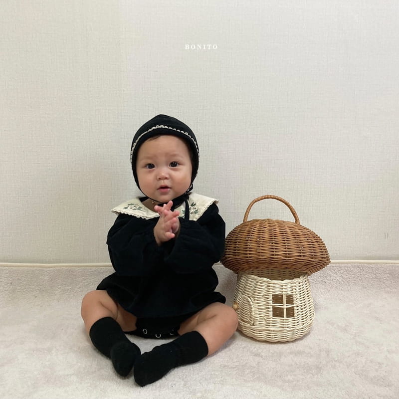 BONITO - Korean Children Fashion - #Kfashion4kids - Rib Embroidery Bodysuit with Bonnet - 12