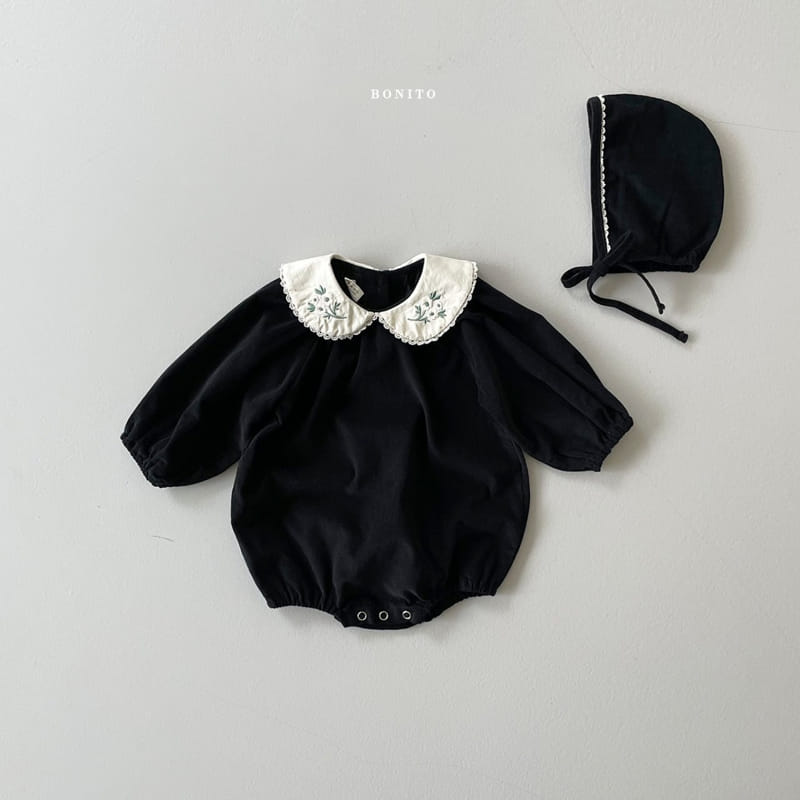 BONITO - Korean Children Fashion - #Kfashion4kids - Rib Embroidery Bodysuit with Bonnet - 2