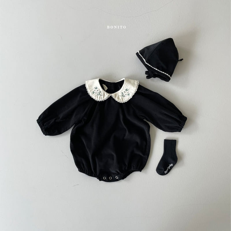 BONITO - Korean Children Fashion - #Kfashion4kids - Rib Embroidery Bodysuit with Bonnet - 3