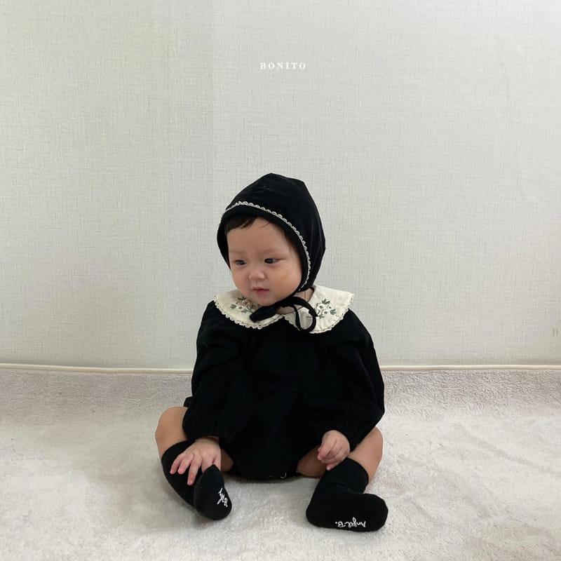 BONITO - Korean Children Fashion - #Kfashion4kids - Rib Embroidery Bodysuit with Bonnet - 7