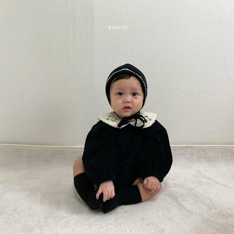 BONITO - Korean Children Fashion - #Kfashion4kids - Rib Embroidery Bodysuit with Bonnet - 8