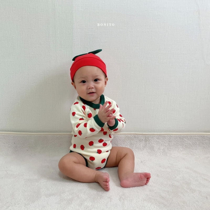 BONITO - Korean Children Fashion - #Kfashion4kids - Tomato Bodysuit with Beanie - 11