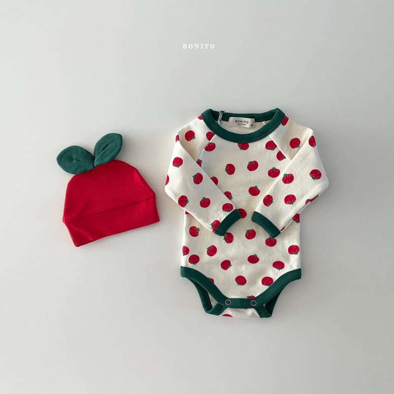 BONITO - Korean Children Fashion - #Kfashion4kids - Tomato Bodysuit with Beanie - 4