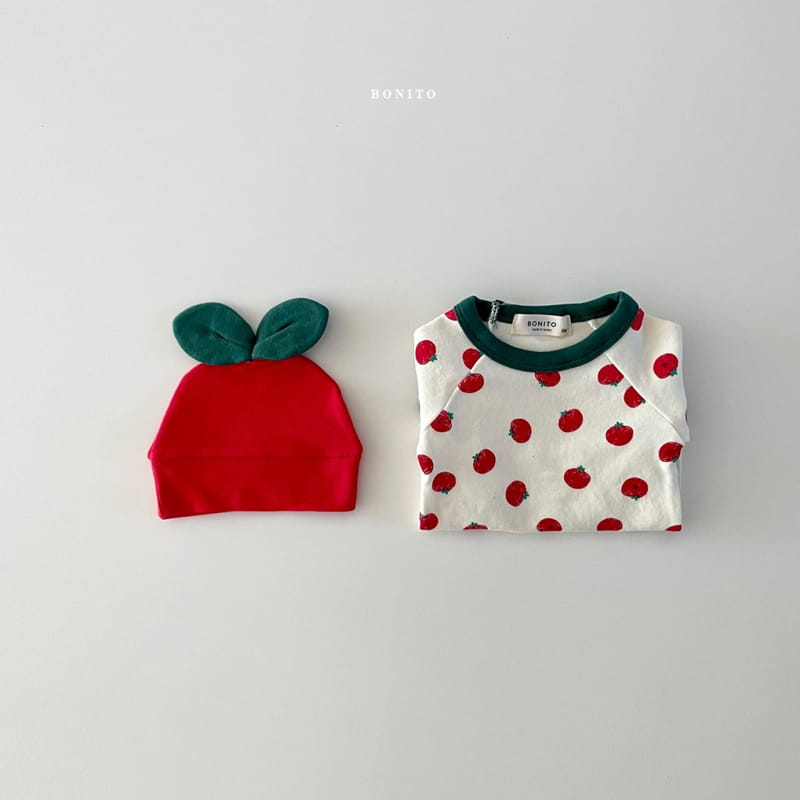BONITO - Korean Children Fashion - #Kfashion4kids - Tomato Bodysuit with Beanie - 6