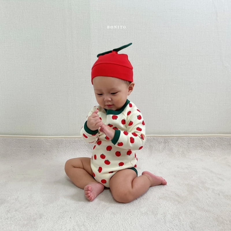 BONITO - Korean Children Fashion - #Kfashion4kids - Tomato Bodysuit with Beanie - 9