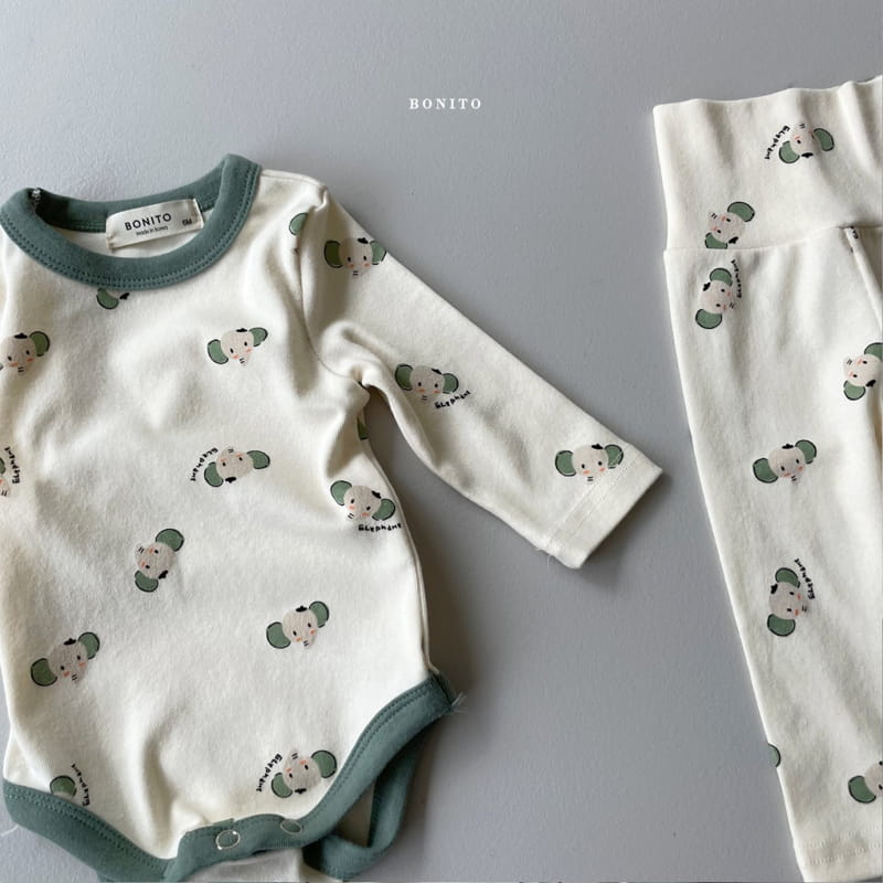 BONITO - Korean Children Fashion - #Kfashion4kids - Elephant Bodysuit with Leggings - 7