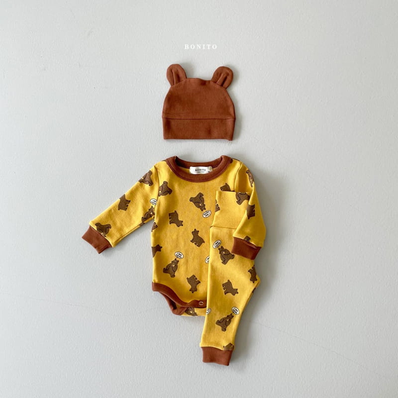 BONITO - Korean Children Fashion - #Kfashion4kids - Bear Bodysuit Leggings Bonnet Set - 12