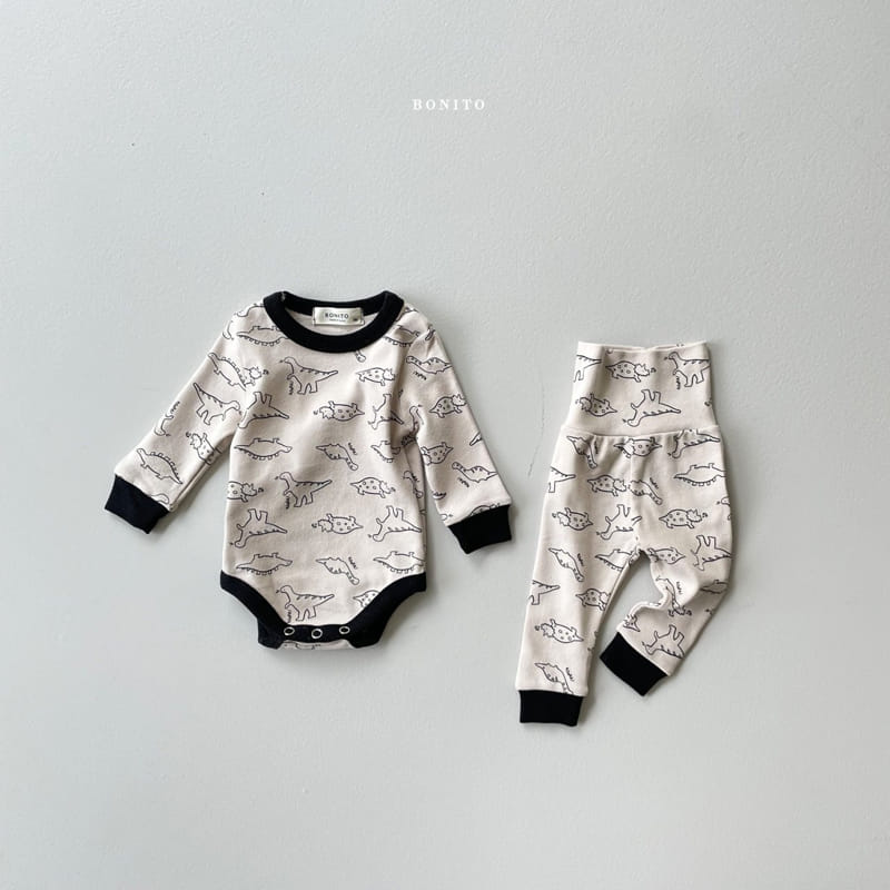 BONITO - Korean Children Fashion - #Kfashion4kids - Black Dino Bodysuit