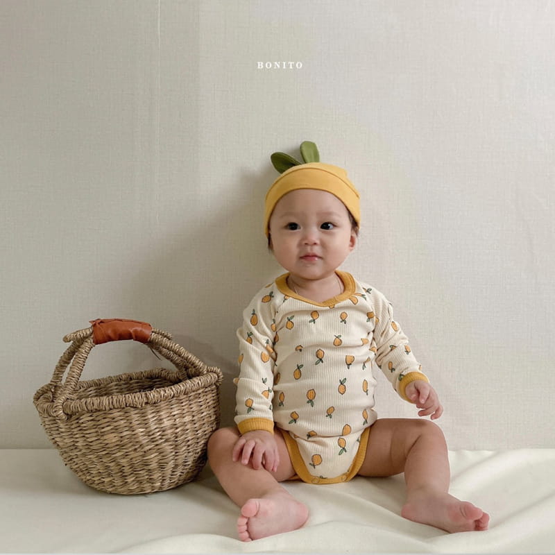 BONITO - Korean Children Fashion - #Kfashion4kids - Lemon Bodysuit with Beanie - 10