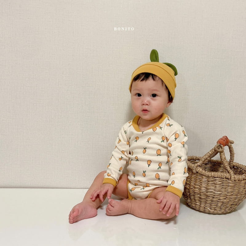 BONITO - Korean Children Fashion - #Kfashion4kids - Lemon Bodysuit with Beanie - 11